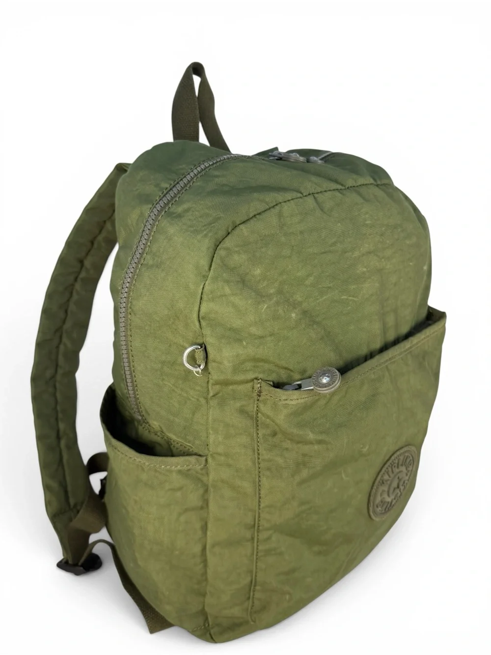Kipling Kazuki Olive Green Nylon Backpack Lightweight Travel School Bag - as is